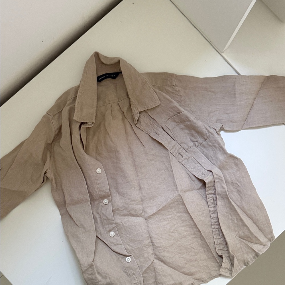 Janie and Jack Beige Linen Shirt